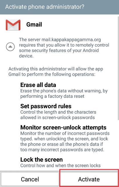 15. Tap Activate. 16. Enter the account name. This is just a way to identify the account and will not be displayed on emails. You are all done.