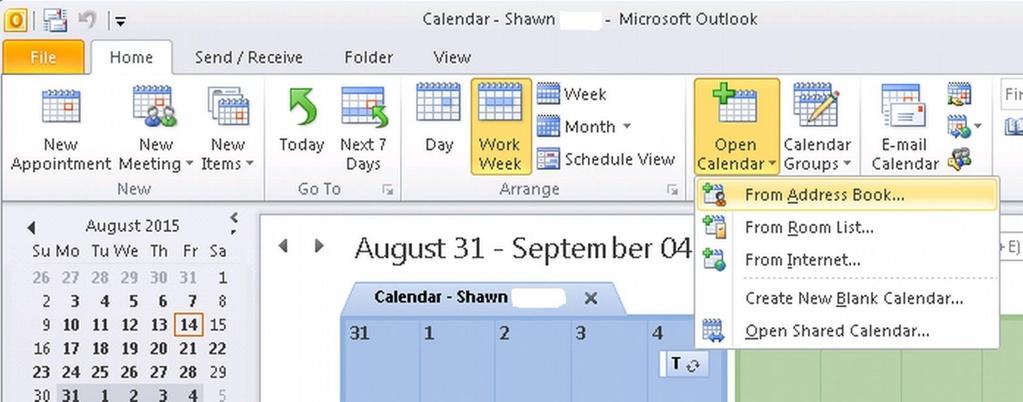 Adding a Shared Calendar to Outlook 2010 and 2016 Updated: Feb. 4, 2016 NOTE: You will need permission before adding a shared calendar.