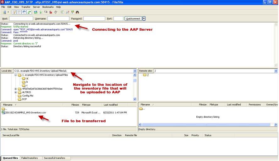 Connecting & Navigating to the Inventory File Moving the file from the