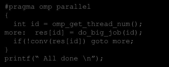 omp_get_thread_num(); res[id] = do_work(id); #pragma omp for for(i=0; i<n; i++) res[i] =