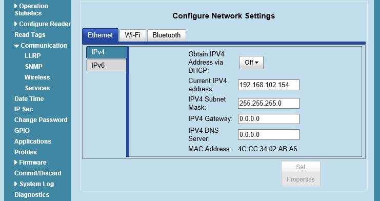 (10) Set up the IP address for the FX7500. 1. Select the Communication from the list on the left-hand side. 2. Change the Obtain IP Address via DHCP from On to Off. 3.