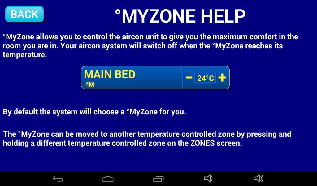 Press M HELP to see the following screen which explains the functionality of the MyZone.