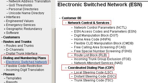 To configure the RLB using EM navigate to Dialing and Numbering Plans Electronic Switched Network Network Control & Services Route List Block (RLB) as shown in Figure 11.