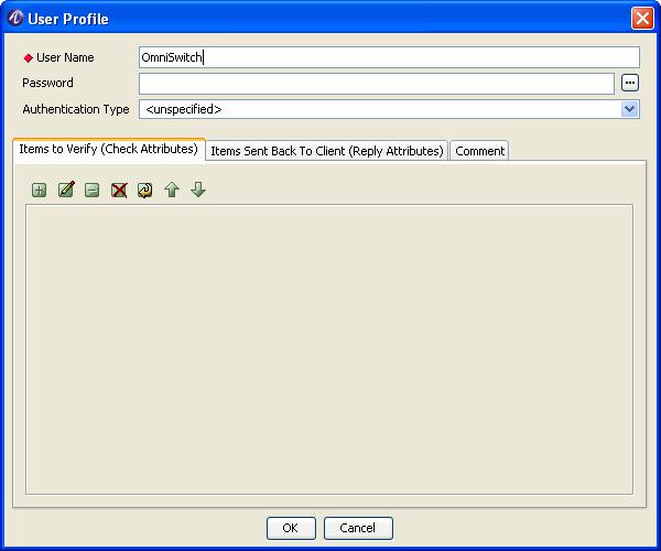 Configure templates Create a template Figure 8-4 User Profile 5 Click Items Sent Back to Client (Reply Attributes) tab to