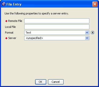 Remote configuration Add file list Figure 14-7 File Entry 3 Enter the information using the File Entry table and click OK.