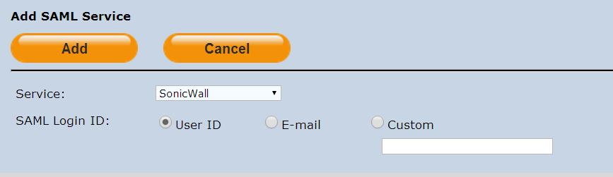 In SAML Login ID field, select the type of login ID (User ID, E-mail, or Custom) to