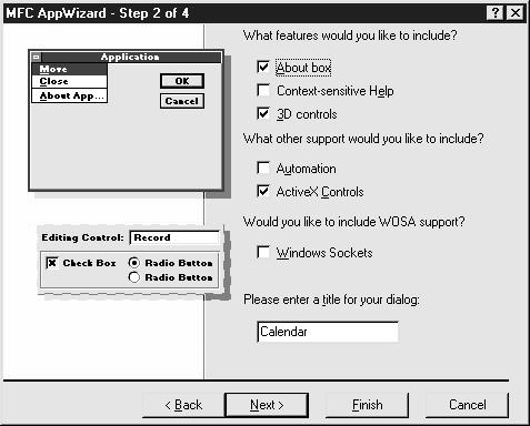 Chapter 06: Implementing ActiveX Controls Figure 2: In Step 2 of the AppWizard, make sure support for ActiveX Controls is selected Now that we have a project that supports ActiveX Controls, we can