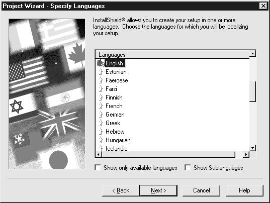 You can show sublanguages to get into further details. You can see all this in Figure 10-5. Click Next. Figure 5: Select the languages in which you will create your setup 7.