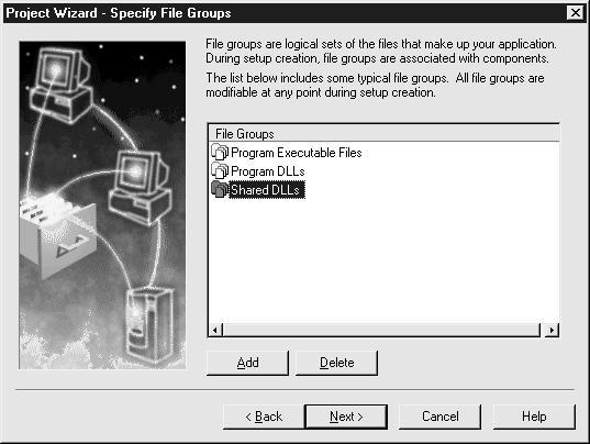 Chapter 10: Distributing an Application Figure 8: Select the file groups for your setup 10. The summary dialog box comes up next.