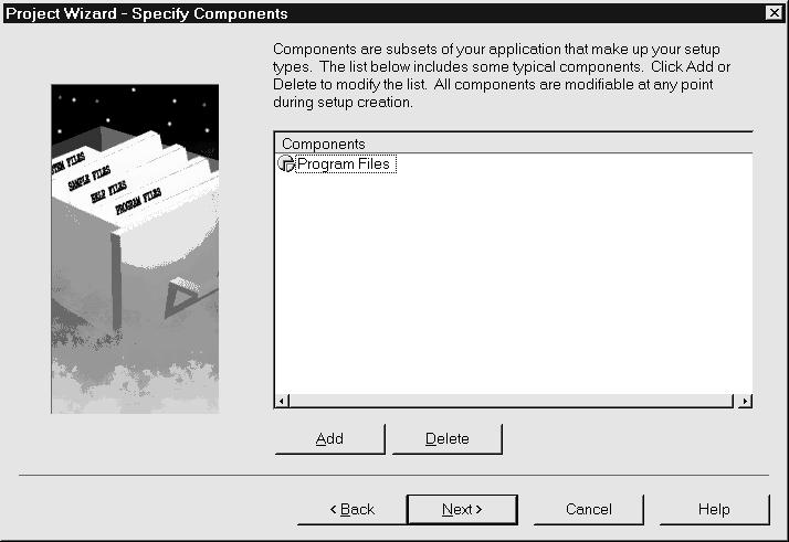 Chapter 11: Maintaining and Supporting an Application Figure 18: You can add or delete components using the Specify Components screen 26. Click the Next button.