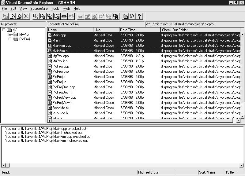 New Page 6 several panes. The left pane lists projects currently stored in the database you re using.