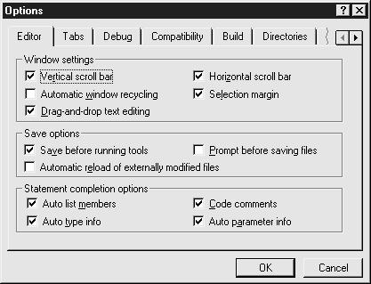 New Page 7 Figure 3: The Visual C++ Options property sheet as an example of a modal dialog box The floating toolbars in Visual C++ are an example of modeless windows; more than one of them can be