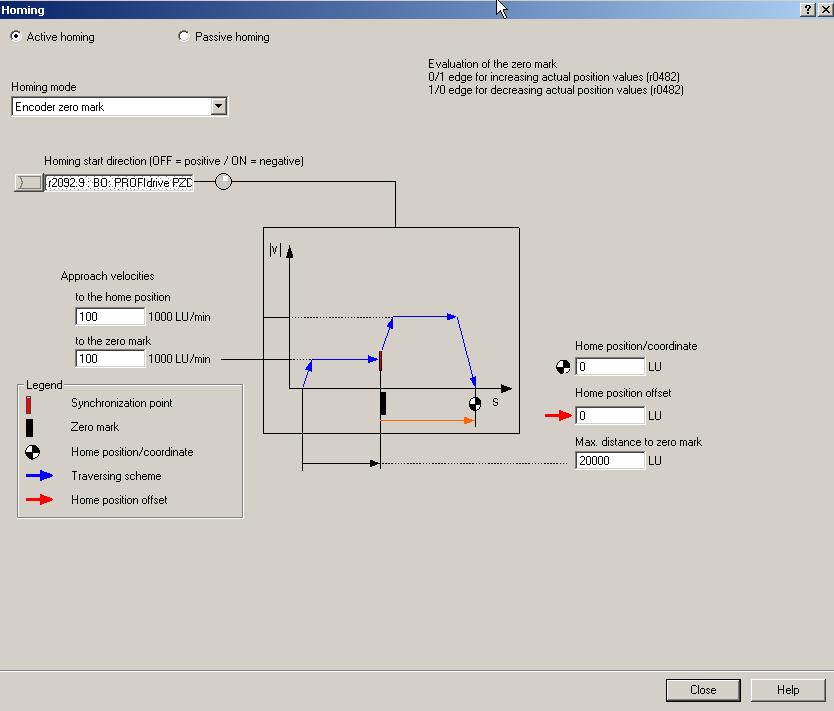 6.4 Position controller and basic positioner settings Incremental encoders The following screen form is used for active homing Incremental encoders. Fig.