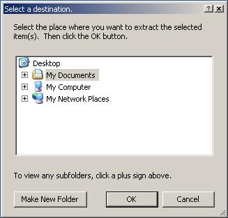 If the Destination folder is not the Desktop,