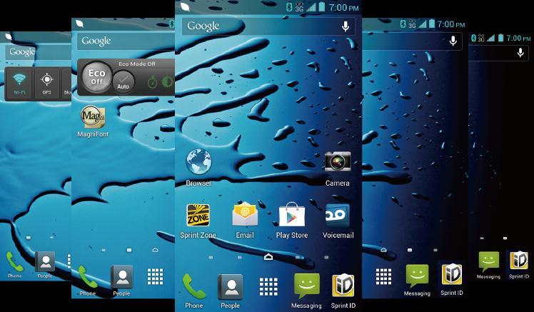 Application Launcher: Touch to display available applications and widgets on the phone. Favorites Tray: Contains up to five icons and appears on every home screen.