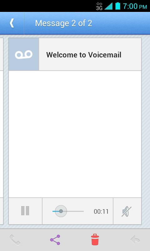 The following options may be available while reviewing a voicemail message: The bar provides a visual