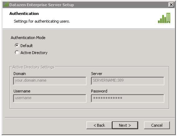 Authentication mode Default mode Active Directory Active Directory Federation Services