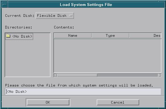 Chapter 1: General Information To reload system settings and license passwords 4 Select Flexible Disk or Mounted Directory and select OK.