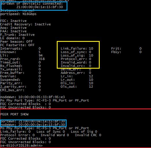 Read Diagnostic Parameter (RDP) Port errors on local and HBA Shows the local (Switch) port information including errors stats Shows the remote (HBA), connected port error stats If the switch can read