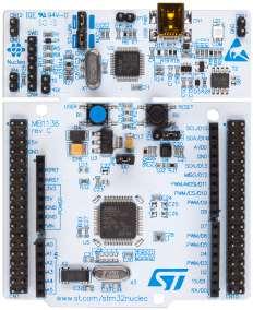 STM32 Nucleo Development Board 7 Based on ST s 32-bit ARM Cortex-M based STM32 microprocessors A Boards with 1 MCU and hardware to program/debug Two connectors to connect to companion chips boards