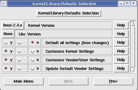Kernel/Libraries : Select Linux 2.
