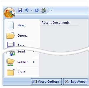 Menus, toolbars and other familiar elements In addition to tabs, groups, and commands, Office Excel 2007 uses other elements that also provide paths for accomplishing your tasks.