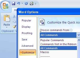 4. In the Customize Quick Access Toolbar box, select either For all documents (default) or a specific document. 5. Click the command that you want to add, and then click Add.