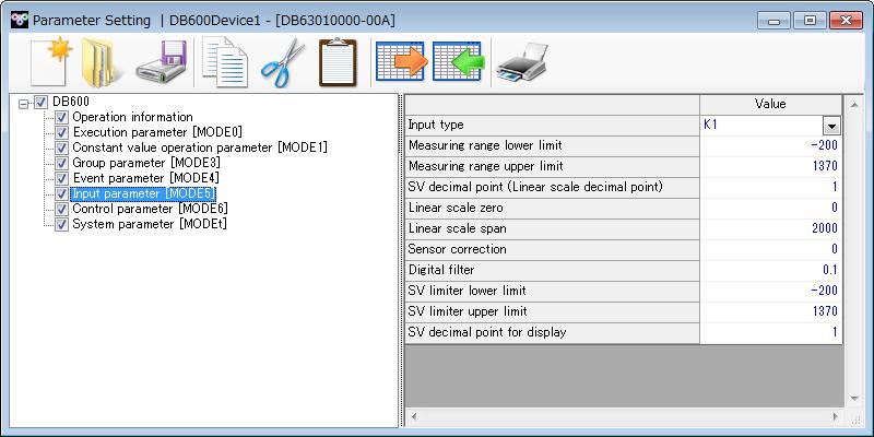 531. Parameter Setting Window It provides parameter setting function for registered device. At startup of the window, it starts up reading setting function for the registered device.