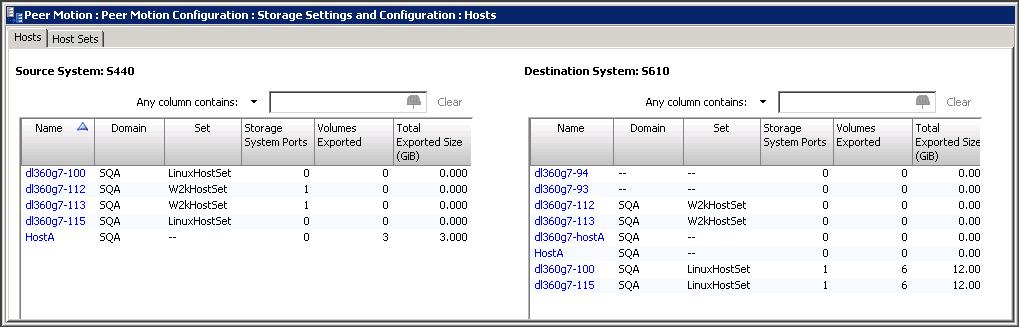 Clicking the highlighted value under Host Name displays the Host Summary screen or the System screen, depending on the connected device type.