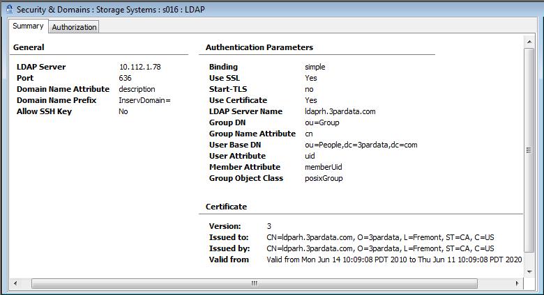 The LDAP Summary Screen The Summary screen provides different information depending on the type of LDAP configuration.
