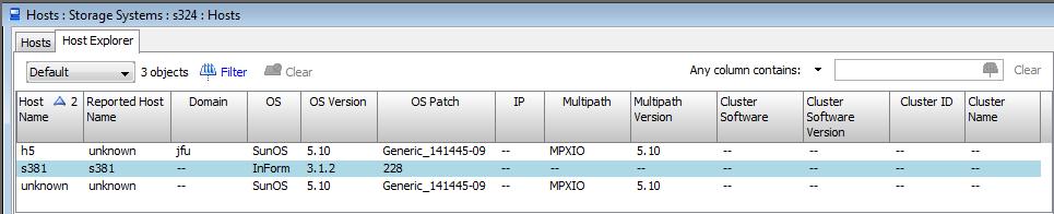 Host Explorer Tab NOTE: The Host Explorer tab is displayed for systems running HP 3PAR OS 2.3.1 or higher.