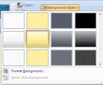 Background Styles button on