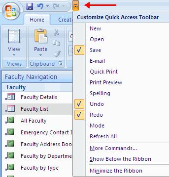 Navigation Pane The Navigation Pane displays database objects such as tables, forms, queries, and reports.