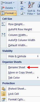 To change the color of a worksheet tab: Open the sheet to be renamed Click the