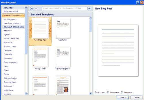 Create a New Document There are several ways to create new documents, open existing documents, and save documents in Word: Click the Microsoft Office Button and Click New or Press CTRL+N (Depress the