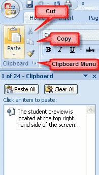 Rearranging Blocks of Text To rearrange text within a document, you can utilize the Clipboard Group on the Home Tab of the Ribbon.