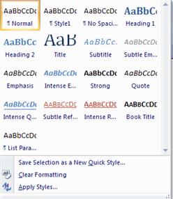 Style Inspector To determine the style of a particular section of a document: Insert cursor anywhere in the text