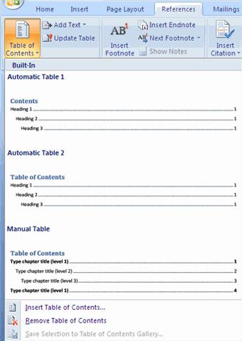 you have added or removed headings or other table of contents entries you can update by: Apply headings or