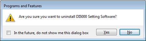 (4) Click [Yes]. Click [Yes], on Programs and Features dialog. (5) Start the uninstallation. The uninstallation is started. The dialog indicating the progress of the uninstallation appears.