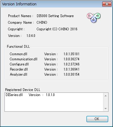 524. Version Information Dialog It provides function of displaying list of version information for this application and device DLL which this application retains.