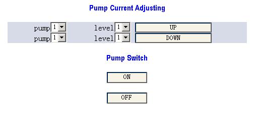 Fig.6-8 Fig.6-9 Fig.6-10 Turn On/Off the Pump In fig.6-8, click the button to enable the pump, click the button to disable the pump. SNMP: Click [SNMP] to view the SNMP setting.