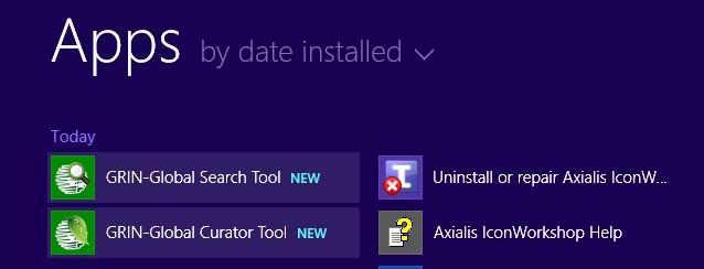 In Windows 8.1, the icons for the Curator Tool will be added to the Apps list: You can pin these to your Start screen (or similarly in Windows 7, to your Start menu.