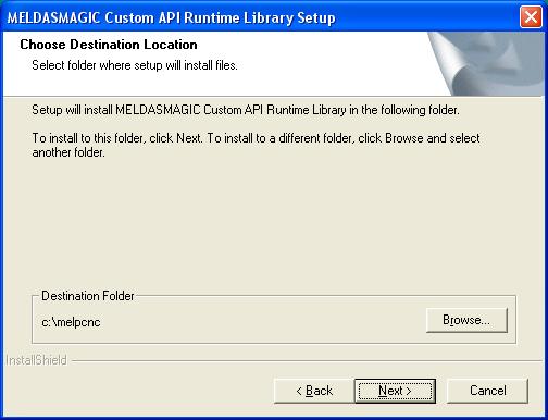 Install Runtime Library by executing setup.exe on the "Custom API Library Runtime Disk 1" floppy disk. [Procedures] (1) Insert the floppy disk titled "Custom API Library Runtime Disk 1" into drive A.