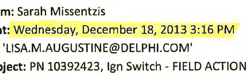 From: Sarah Missentzis Sent: Wednesday, December 18, 2013 3:16 PM To: 'LISA.M.AUGUSTINE@DELPHl.