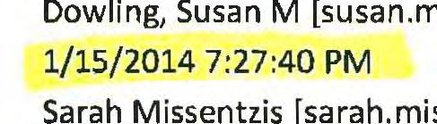Message From: Sent: To: CC: Subject: Dowling, Susan M [susa n.m.dowling@delphi.com] 1/15/2014 7:27 :40 PM Sarah Missentzis [sarah.mi ssentzis @gm.com] Christine M. Witt [christine.m.witt@gm.