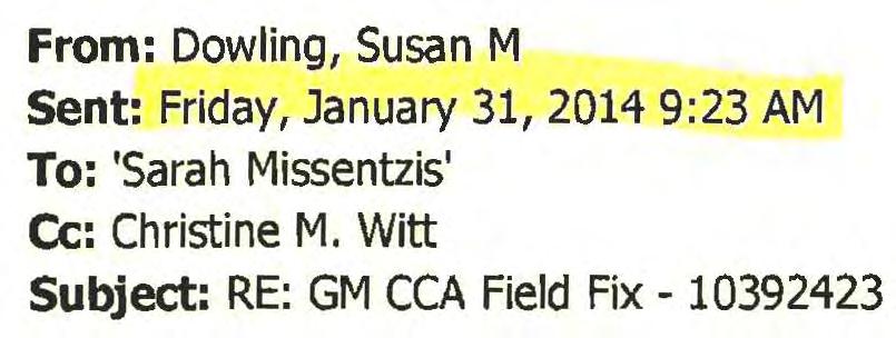From: Dowling, Susan M Sent: Friday, January 31, 2014 9:23 AM To: 'Sarah Missentzis' Cc: Christine M.