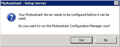 Server Upgrade Step 6 Start the MyAssistant Configuration Manager After clicking Finish, you will be prompted to start the MyAssistant Configuration Manager. Click [Yes].