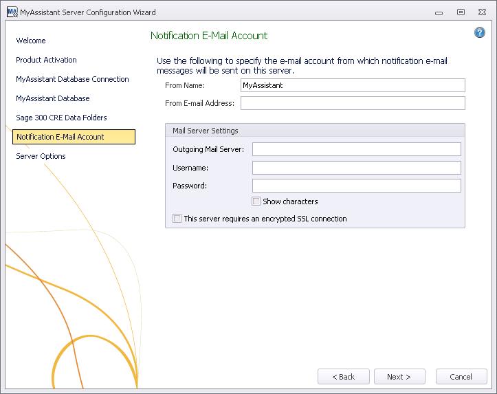 Additional Settings Step 6 Notification E-Mail Account Verify your mail server settings are still accurate.