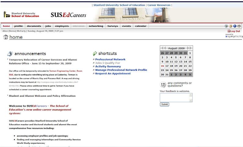 3. On the SUSEdCareers log-in page enter your username and password you received in the automated email entitled Welcome to SUSEdCareers! Your new career management tool. 4. Click the Go button.