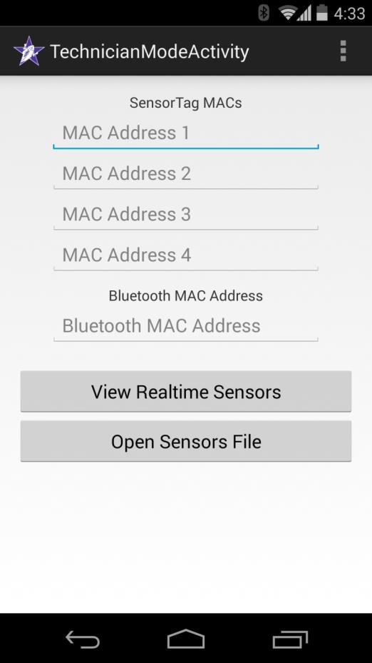 6. Technician Mode The Technician mode home screen allows FrogStar Technicians to edit the MAC addresses stored on any NFC tag.